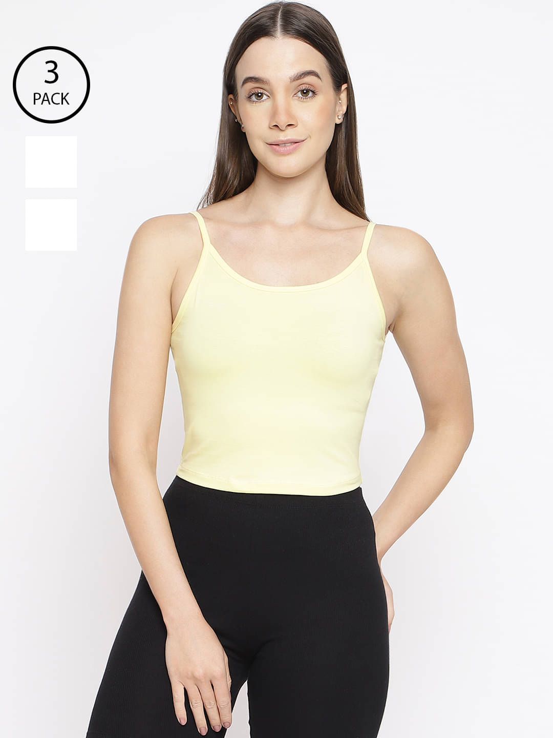     			La Intimo Pack of 3 Cotton Lycra Spaghettis ( Multicolor )