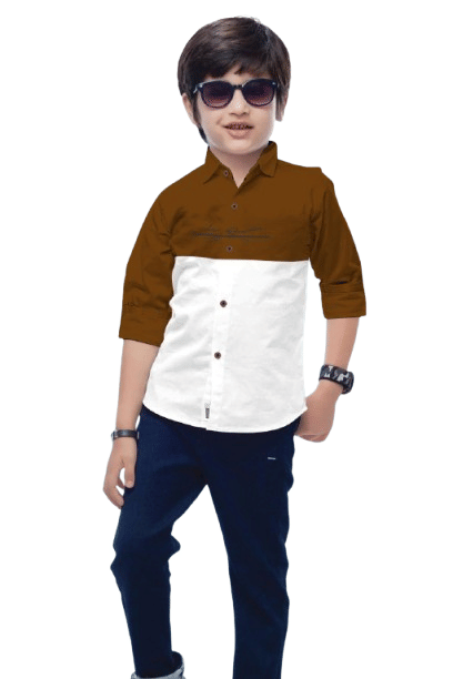 Mameru Pack of 1 Boys 100% Cotton Full Sleeves Shirt ( Brown )     			Mameru Pack of 1 Boys 100% Cotton Full Sleeves Shirt ( Brown )