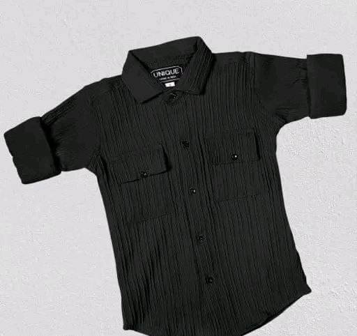Mameru Pack of 1 Boys Cotton Blend Full Sleeves Shirt ( Black )     			Mameru Pack of 1 Boys Cotton Blend Full Sleeves Shirt ( Black )