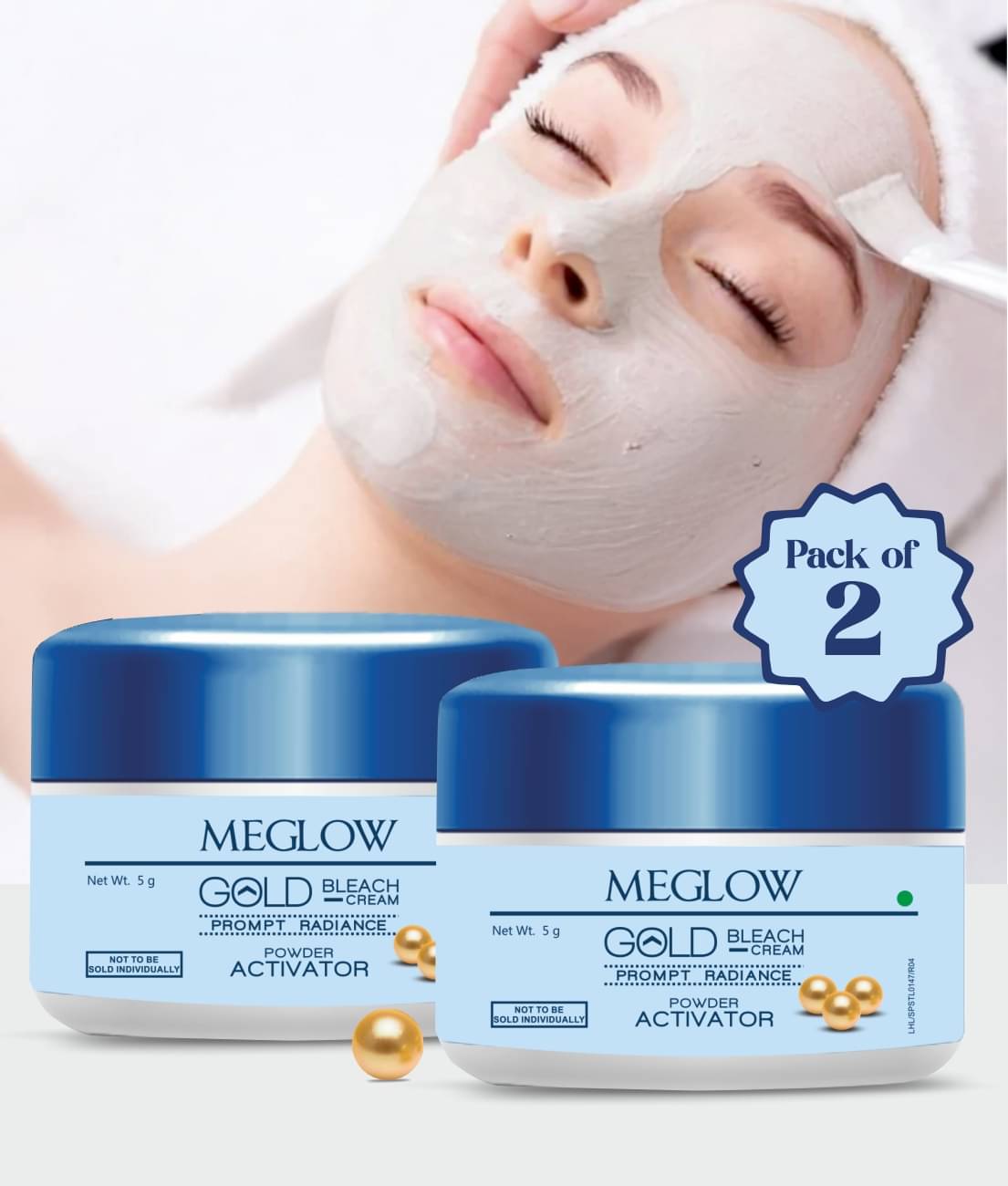     			Meglow Gold Bleach Cream for Instant Brightening & Glowing Skin Formula Pack of 2 (50g each)