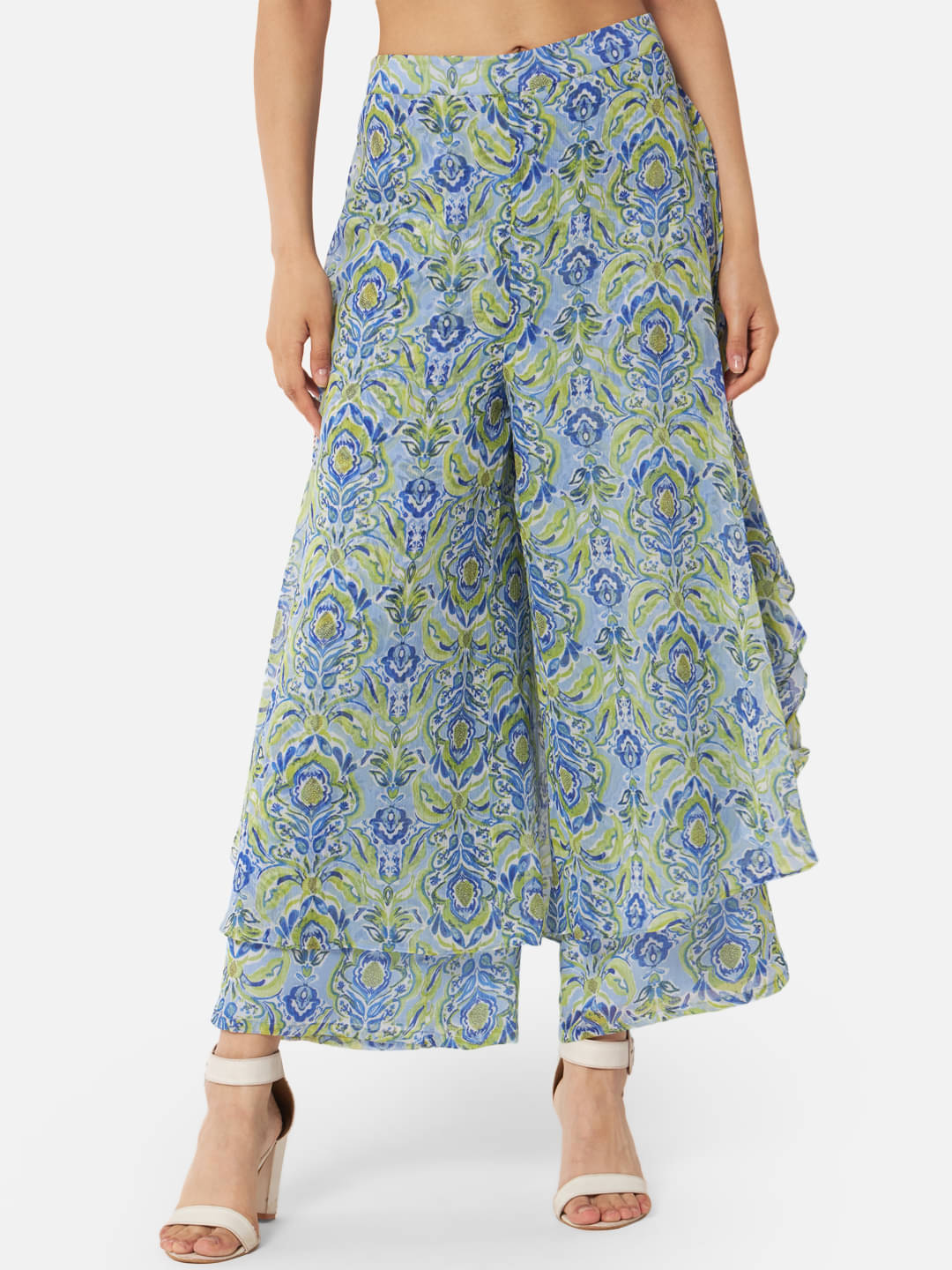 OTIRA Pack of 1 Georgette Flared Women's Palazzos ( Green )     			OTIRA Pack of 1 Georgette Flared Women's Palazzos ( Green )