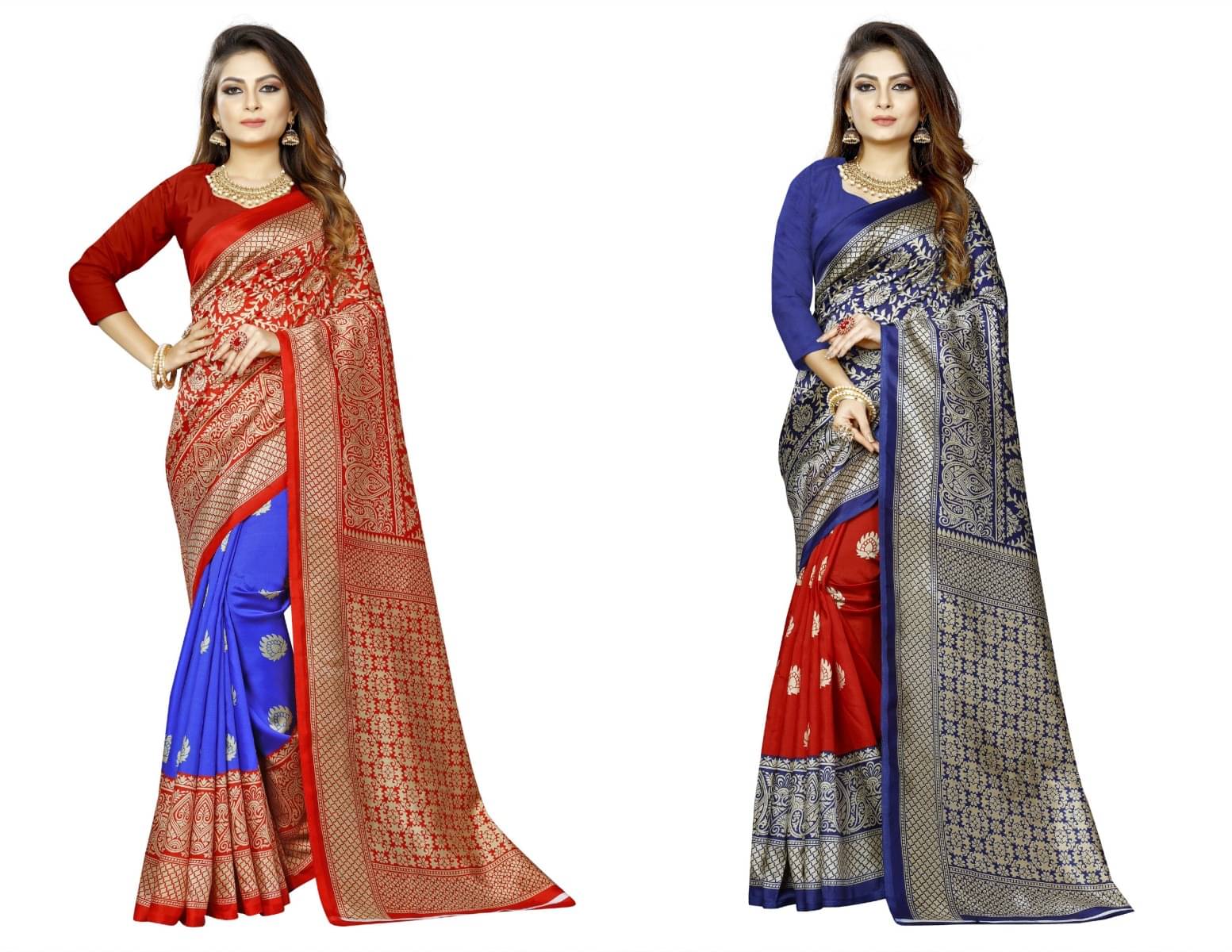 RUNAYA NX Art Silk Printed Saree With Unstitched Blouse Piece ( Multicolor ) RUNAYA NX Art Silk Printed Saree With Unstitched Blouse Piece ( Multicolor )