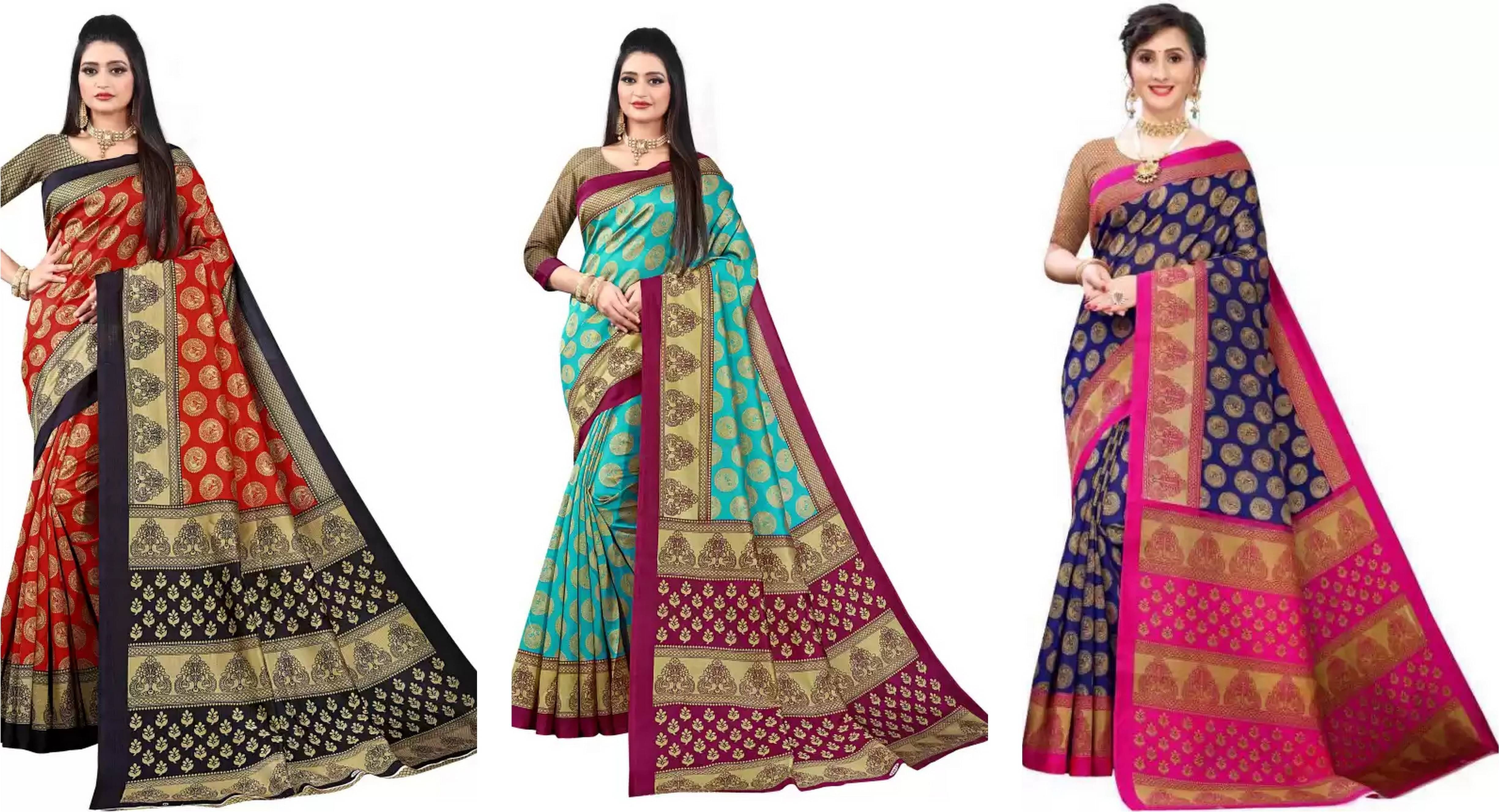    			RUNAYA NX Art Silk Printed Saree With Unstitched Blouse Piece ( Multicolor )