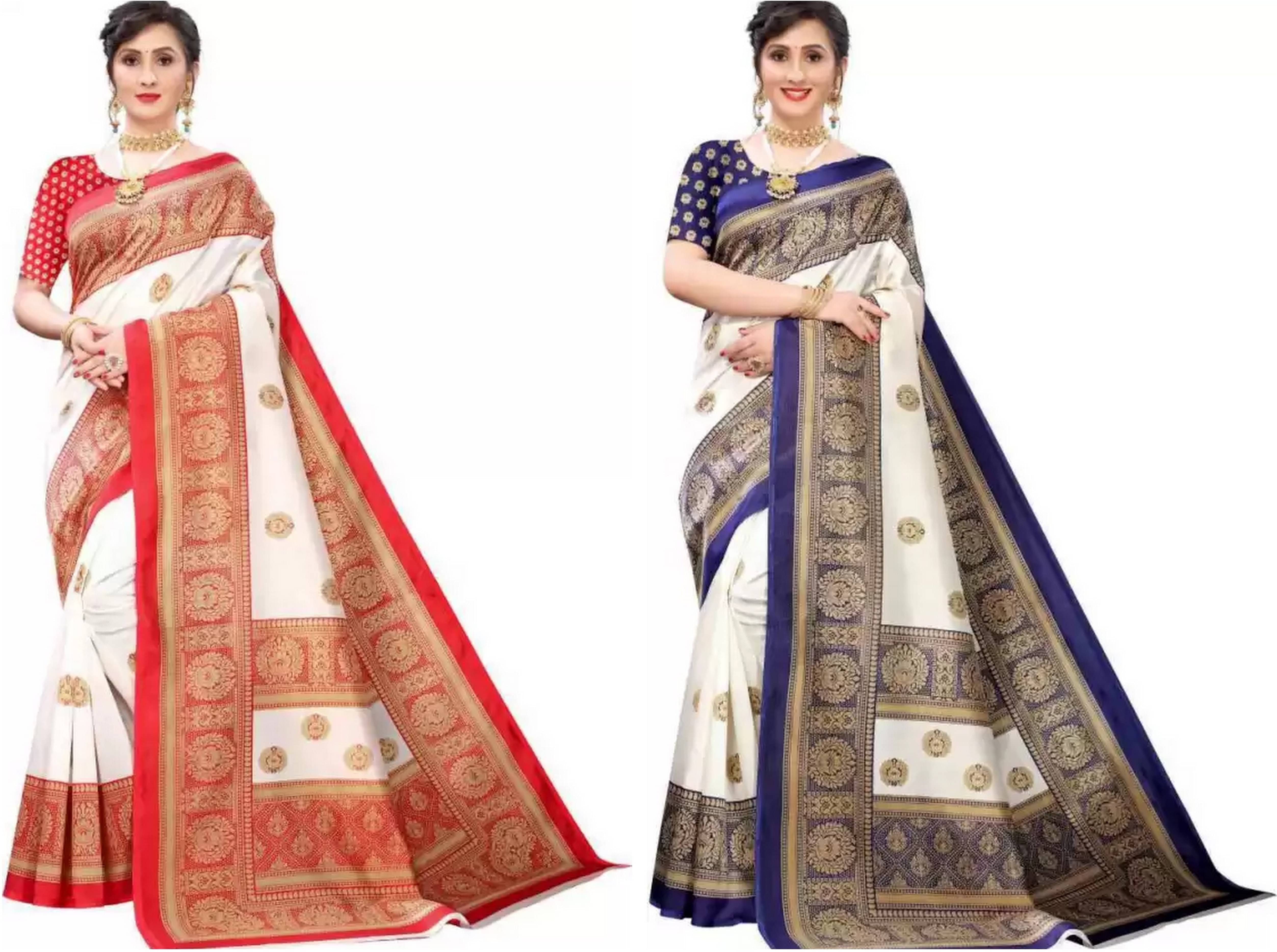 RUNAYA NX Art Silk Printed Saree With Unstitched Blouse Piece ( Multicolor ) RUNAYA NX Art Silk Printed Saree With Unstitched Blouse Piece ( Multicolor )