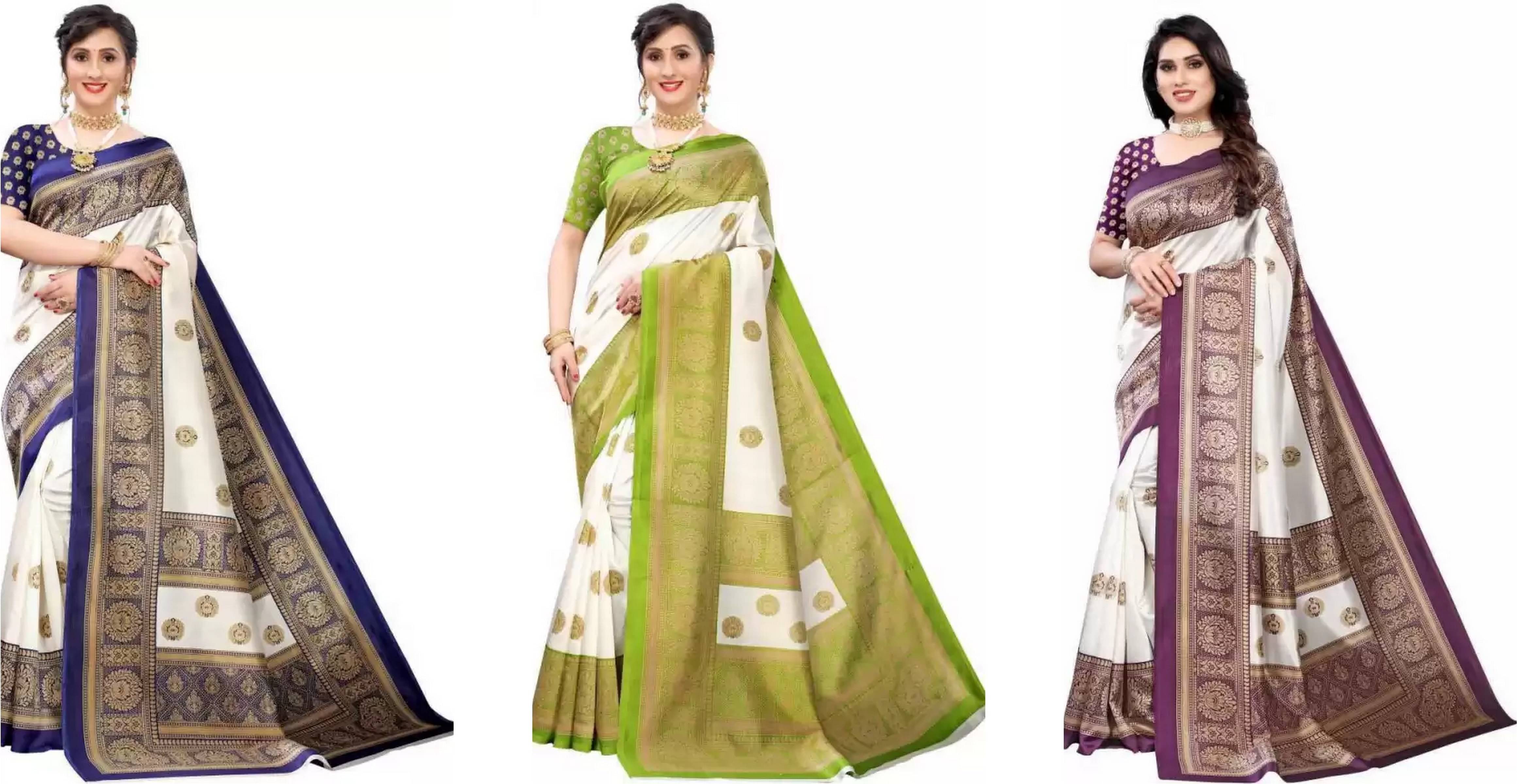 RUNAYA NX Art Silk Printed Saree With Unstitched Blouse Piece ( Multicolor ) RUNAYA NX Art Silk Printed Saree With Unstitched Blouse Piece ( Multicolor )