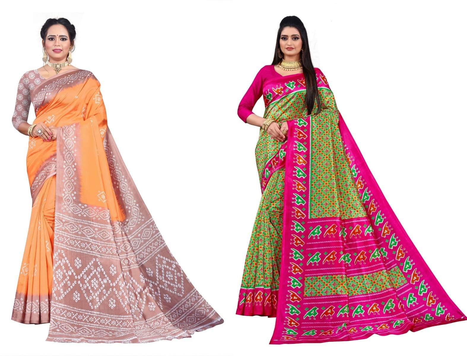 RUNAYA NX Art Silk Printed Saree With Unstitched Blouse Piece ( Multicolor ) RUNAYA NX Art Silk Printed Saree With Unstitched Blouse Piece ( Multicolor )