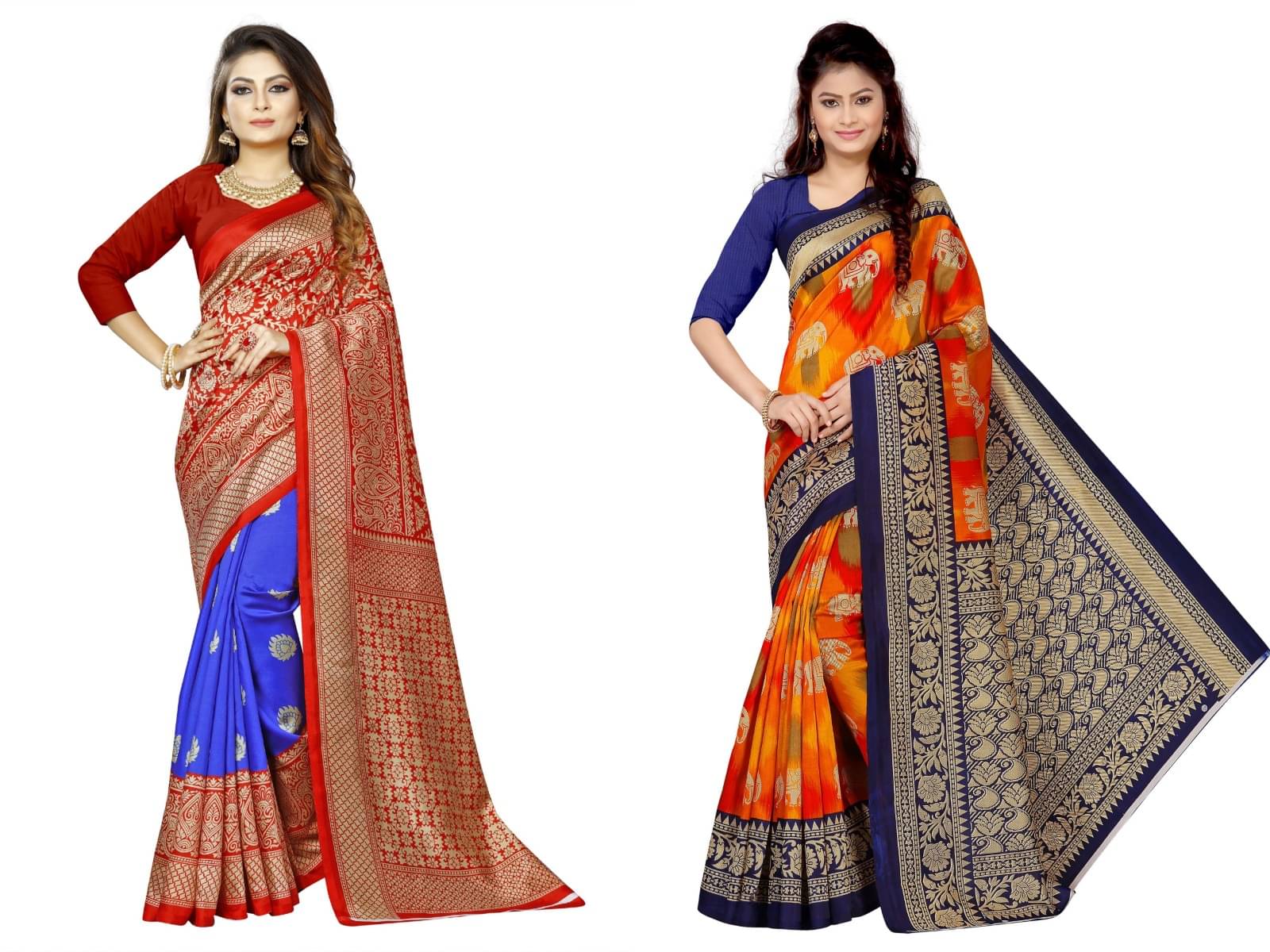     			RUNAYA NX Art Silk Printed Saree With Unstitched Blouse Piece ( Multicolor )