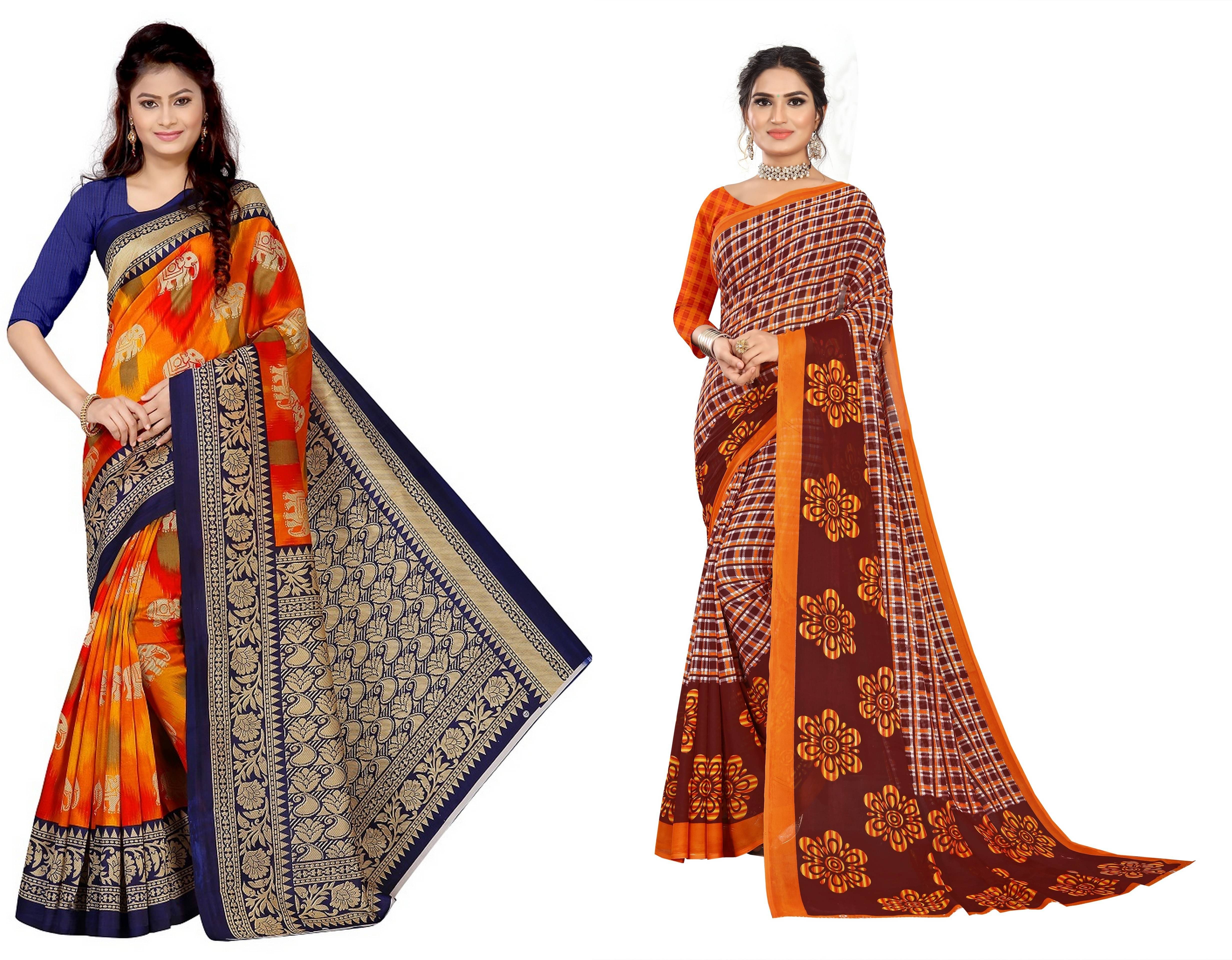     			RUNAYA NX Art Silk Printed Saree With Unstitched Blouse Piece ( Multicolor )