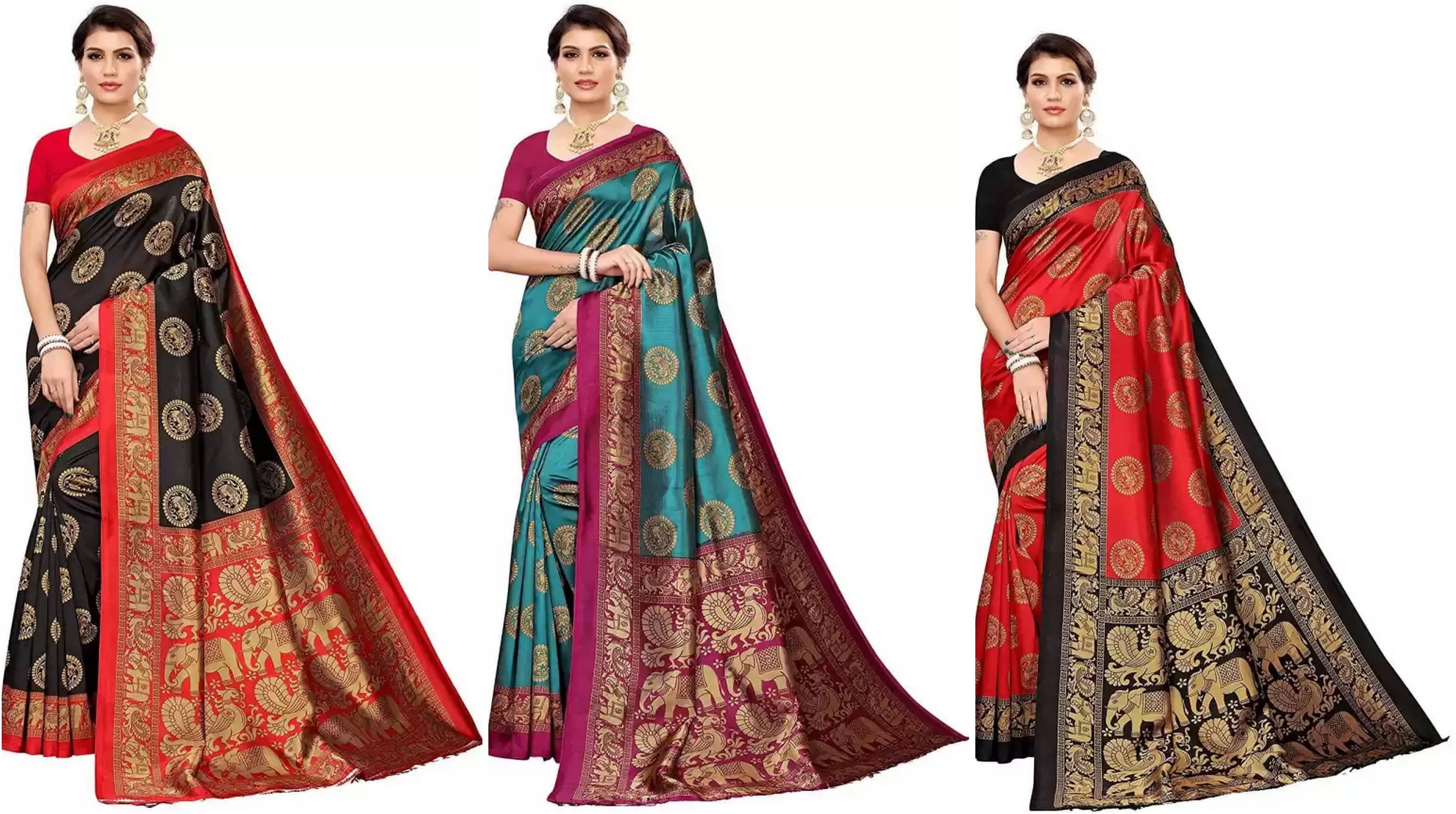     			RUNAYA NX Art Silk Printed Saree With Unstitched Blouse Piece ( Multicolor )
