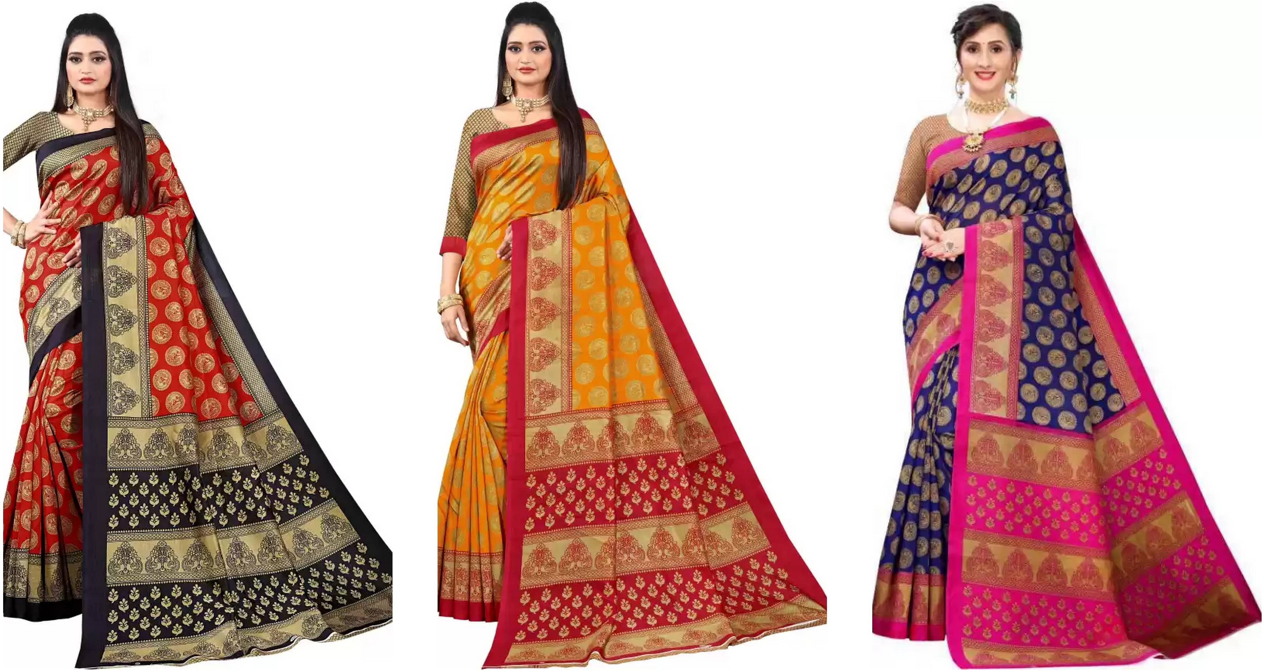     			RUNAYA NX Art Silk Printed Saree With Unstitched Blouse Piece ( Multicolor )