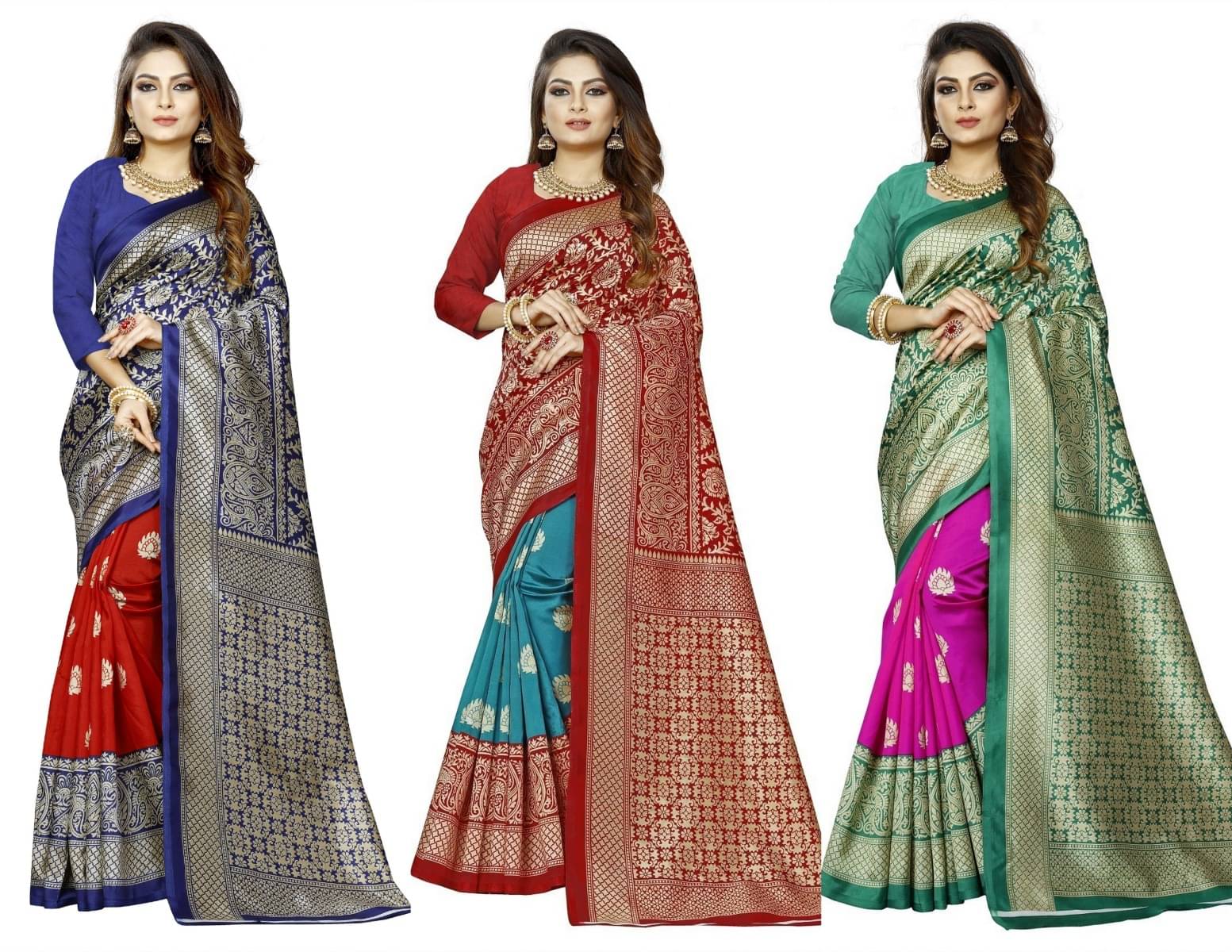     			RUNAYA NX Art Silk Printed Saree With Unstitched Blouse Piece ( Multicolor )