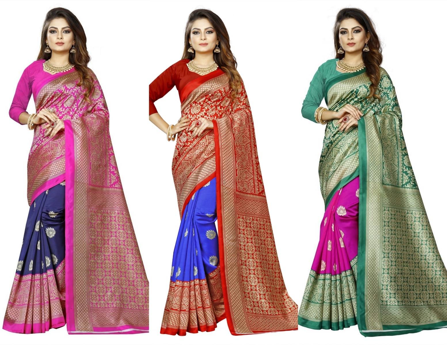 RUNAYA NX Art Silk Printed Saree With Unstitched Blouse Piece ( Multicolor ) RUNAYA NX Art Silk Printed Saree With Unstitched Blouse Piece ( Multicolor )