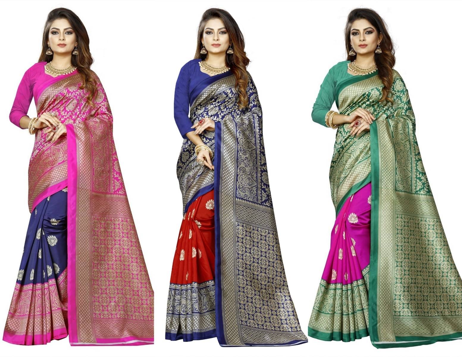 RUNAYA NX Art Silk Printed Saree With Unstitched Blouse Piece ( Multicolor ) RUNAYA NX Art Silk Printed Saree With Unstitched Blouse Piece ( Multicolor )