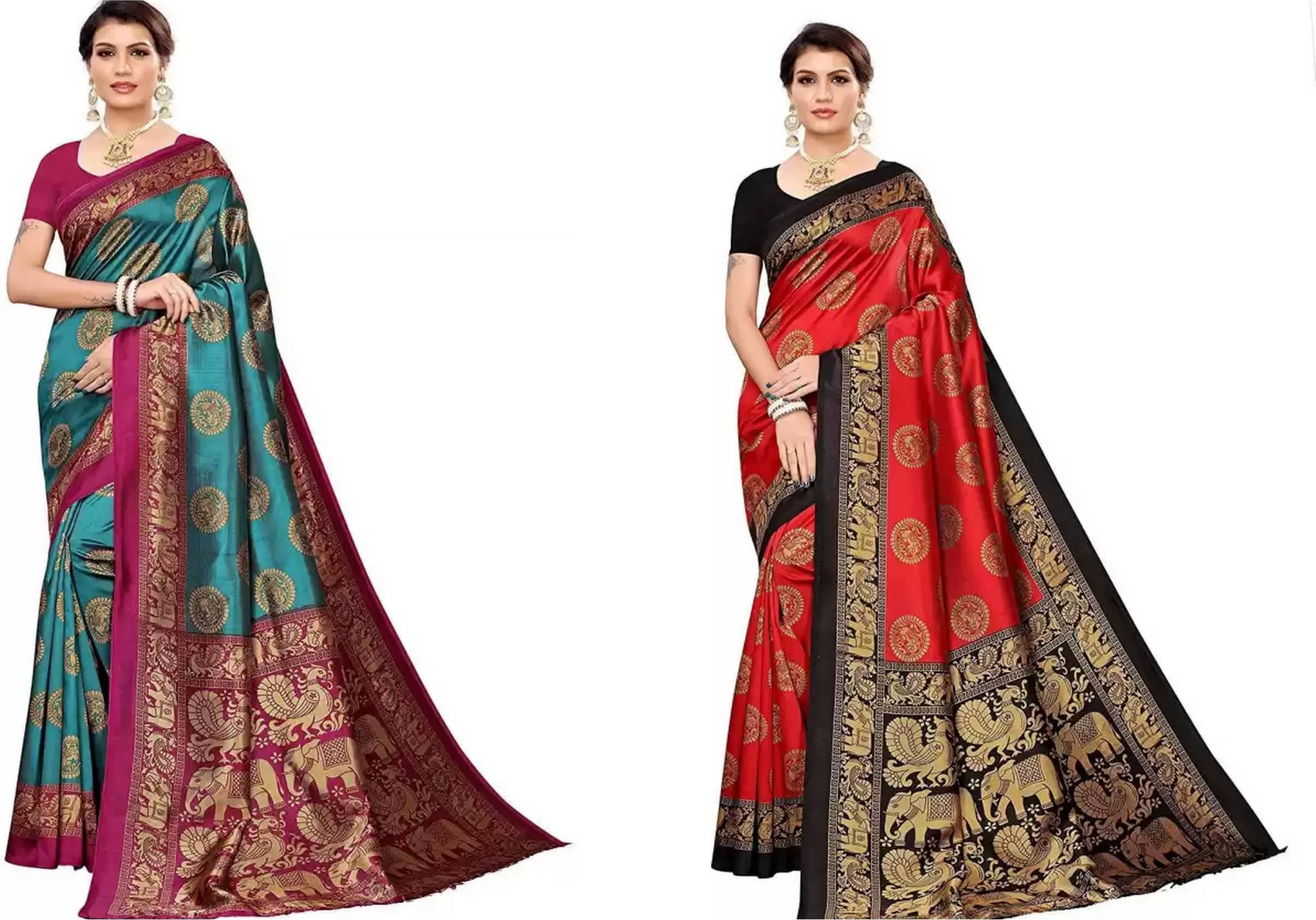     			RUNAYA NX Art Silk Printed Saree With Unstitched Blouse Piece ( Multicolor )