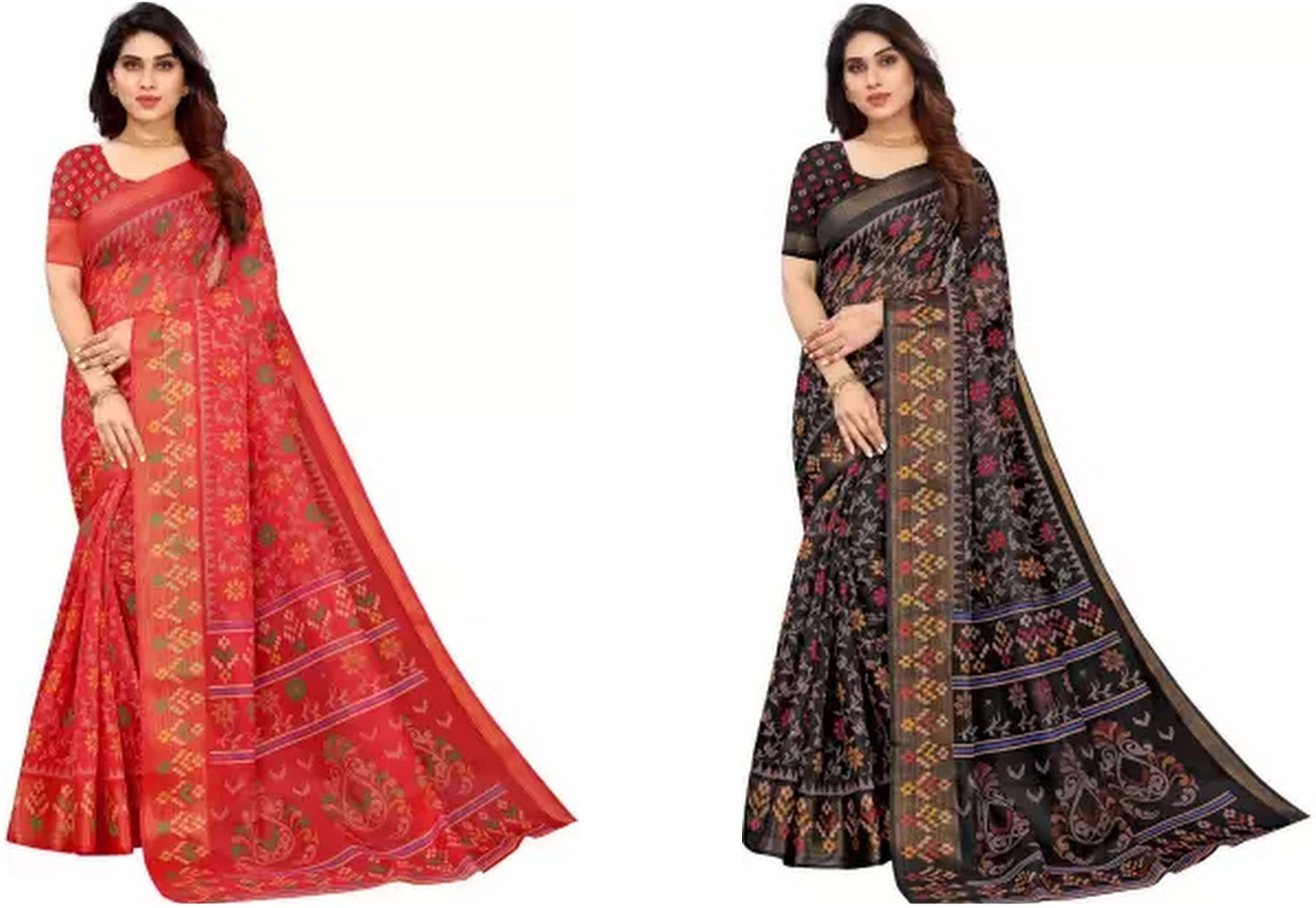 RUNAYA NX Cotton Blend Printed Saree With Unstitched Blouse Piece ( Multicolor ) RUNAYA NX Cotton Blend Printed Saree With Unstitched Blouse Piece ( Multicolor )