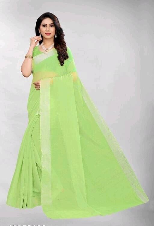     			RUNAYA NX Cotton Blend Printed Saree With Unstitched Blouse Piece ( Green )
