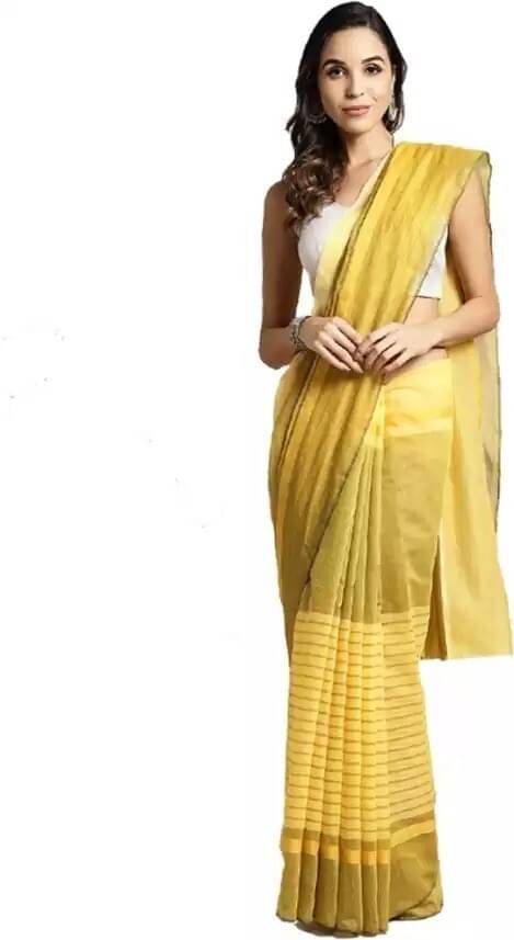 RUNAYA NX Cotton Blend Printed Saree With Stitched Blouse ( Yellow ) RUNAYA NX Cotton Blend Printed Saree With Stitched Blouse ( Yellow )
