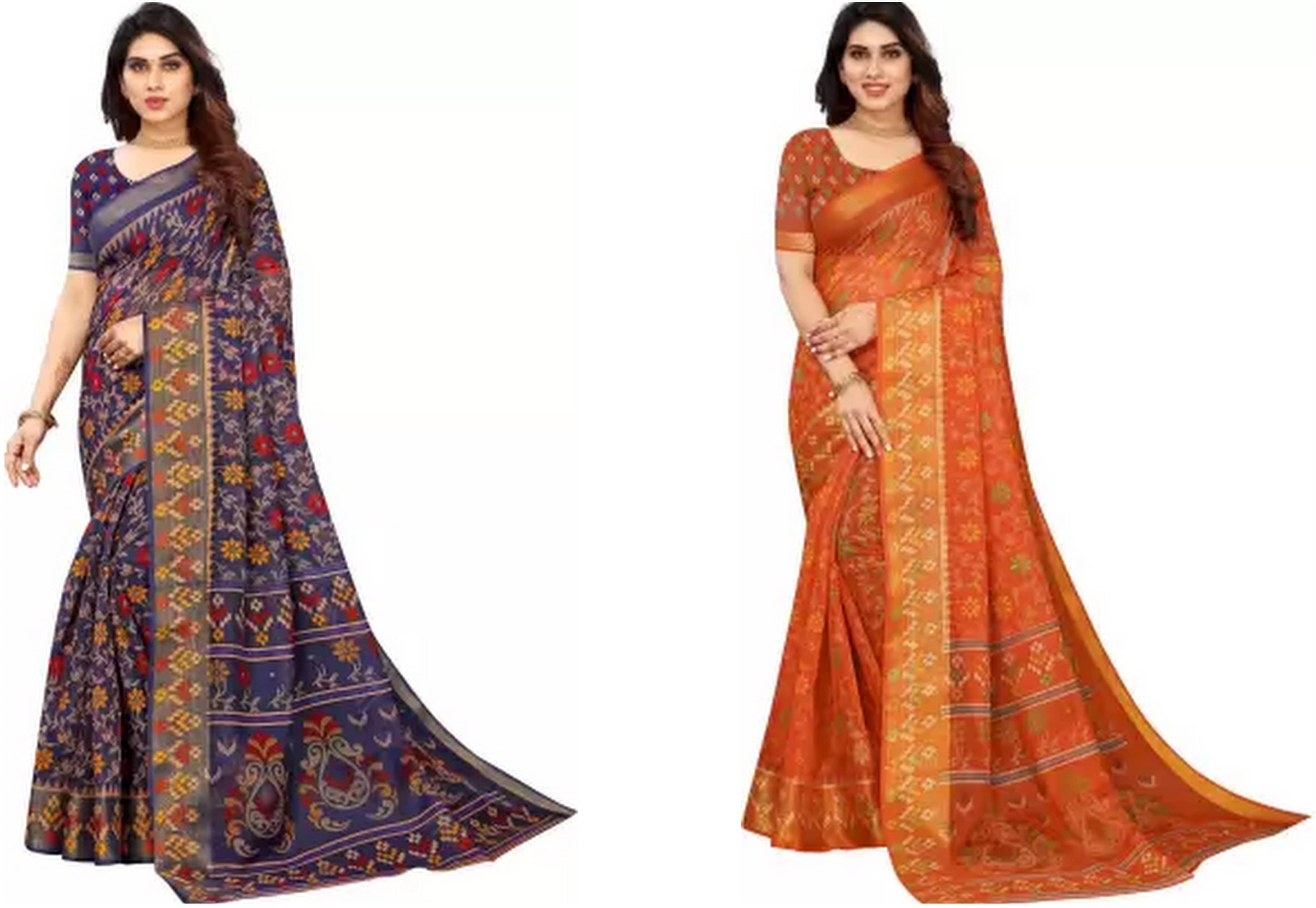 RUNAYA NX Cotton Blend Printed Saree With Unstitched Blouse Piece ( Multicolor ) RUNAYA NX Cotton Blend Printed Saree With Unstitched Blouse Piece ( Multicolor )