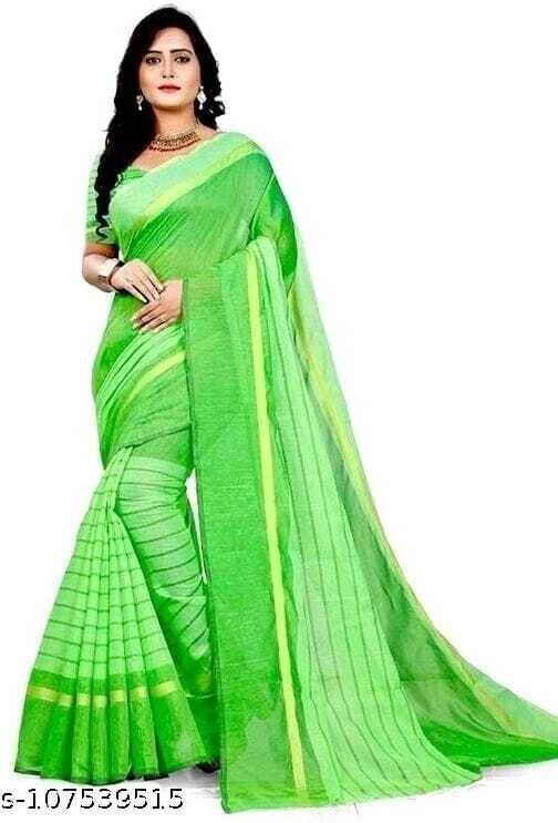     			RUNAYA NX Cotton Blend Printed Saree With Unstitched Blouse Piece ( Green )