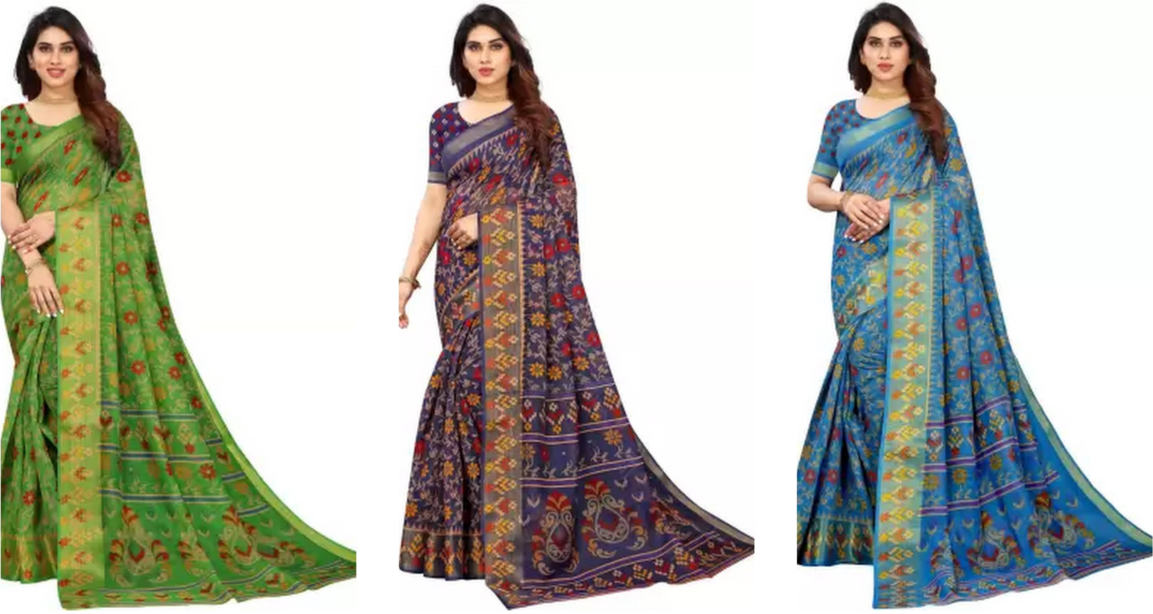 RUNAYA NX Cotton Blend Printed Saree With Unstitched Blouse Piece ( Multicolor ) RUNAYA NX Cotton Blend Printed Saree With Unstitched Blouse Piece ( Multicolor )