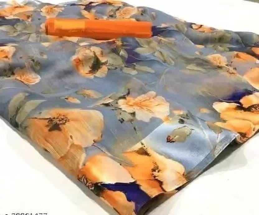 RUNAYA NX Cotton Blend Printed Saree With Unstitched Blouse Piece ( Multicolor ) RUNAYA NX Cotton Blend Printed Saree With Unstitched Blouse Piece ( Multicolor )