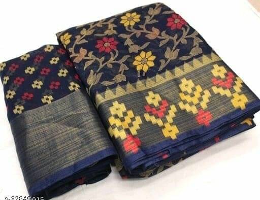 RUNAYA NX Cotton Blend Printed Saree With Unstitched Blouse Piece ( Navy Blue ) RUNAYA NX Cotton Blend Printed Saree With Unstitched Blouse Piece ( Navy Blue )