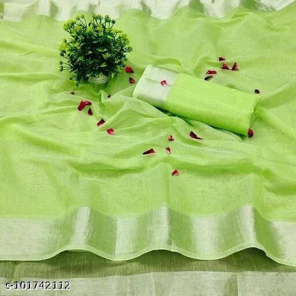     			RUNAYA NX Cotton Printed Saree With Unstitched Blouse Piece ( Light Green )