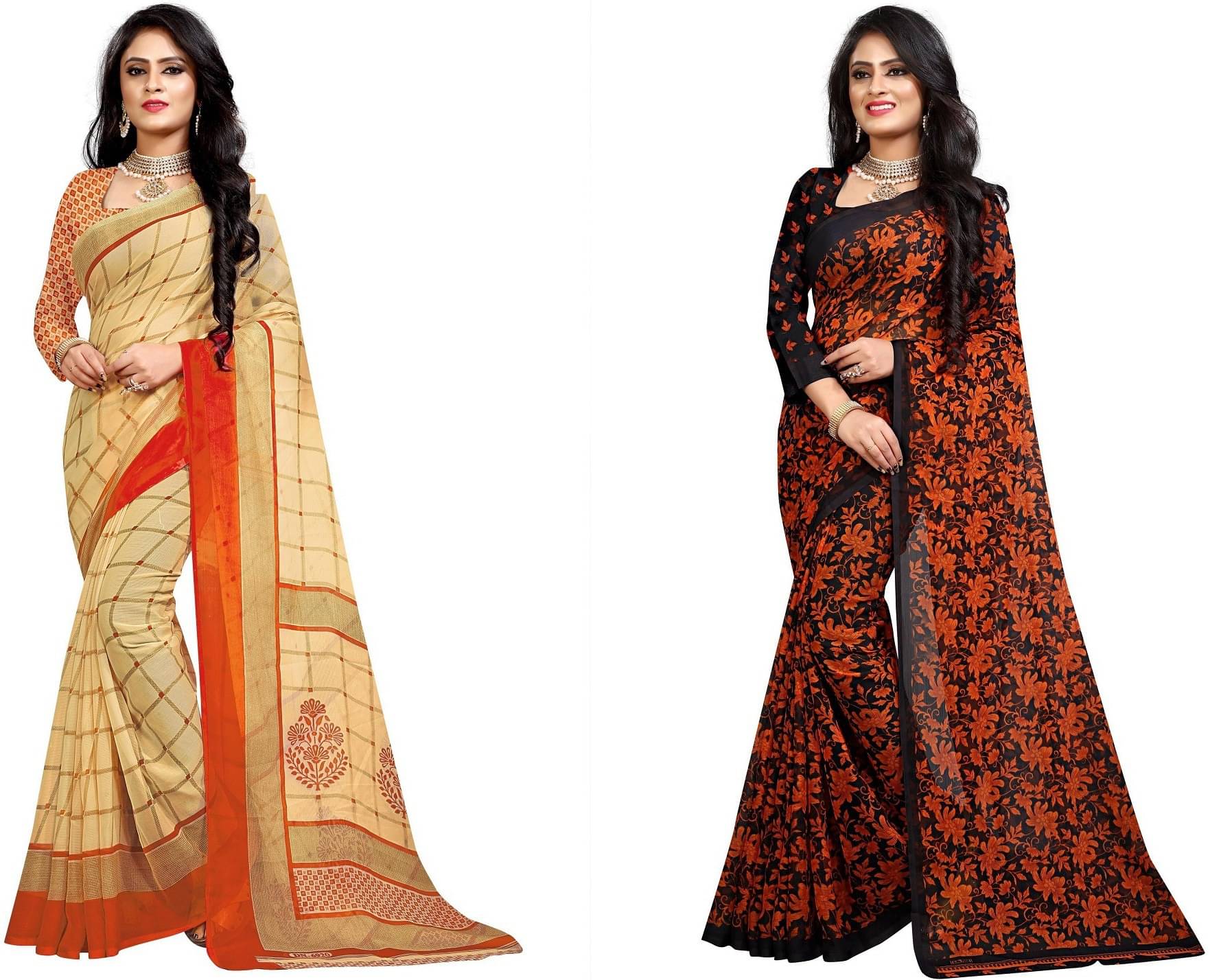 RUNAYA NX Georgette Printed Saree With Unstitched Blouse Piece ( Multicolor ) RUNAYA NX Georgette Printed Saree With Unstitched Blouse Piece ( Multicolor )
