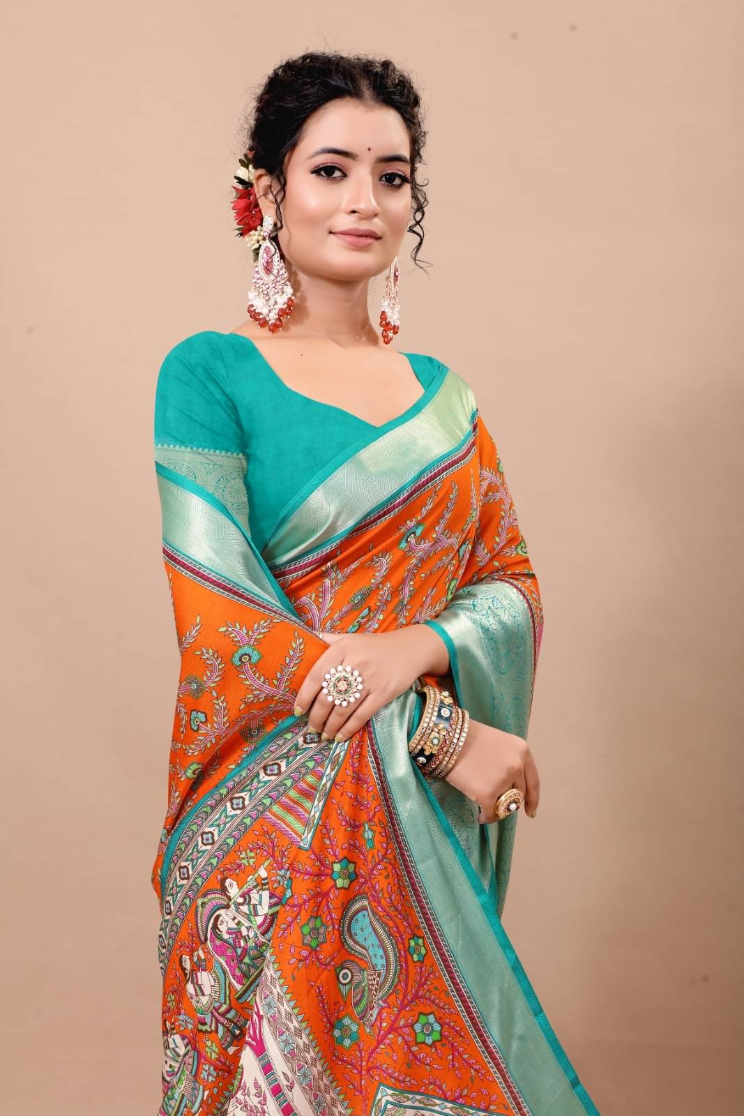 RUNAYA NX Linen Printed Saree With Unstitched Blouse Piece ( Navy Blue ) RUNAYA NX Linen Printed Saree With Unstitched Blouse Piece ( Navy Blue )