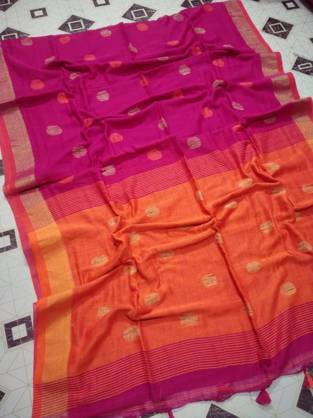     			SARADA HANDLOOM Cotton Printed Saree With Unstitched Blouse Piece ( Rani )
