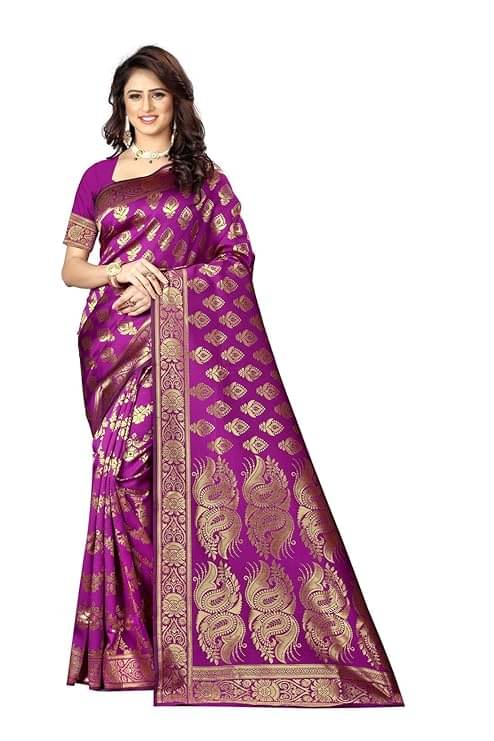 Samai Silk Woven Saree With Unstitched Blouse Piece ( Purple ) Samai Silk Woven Saree With Unstitched Blouse Piece ( Purple )