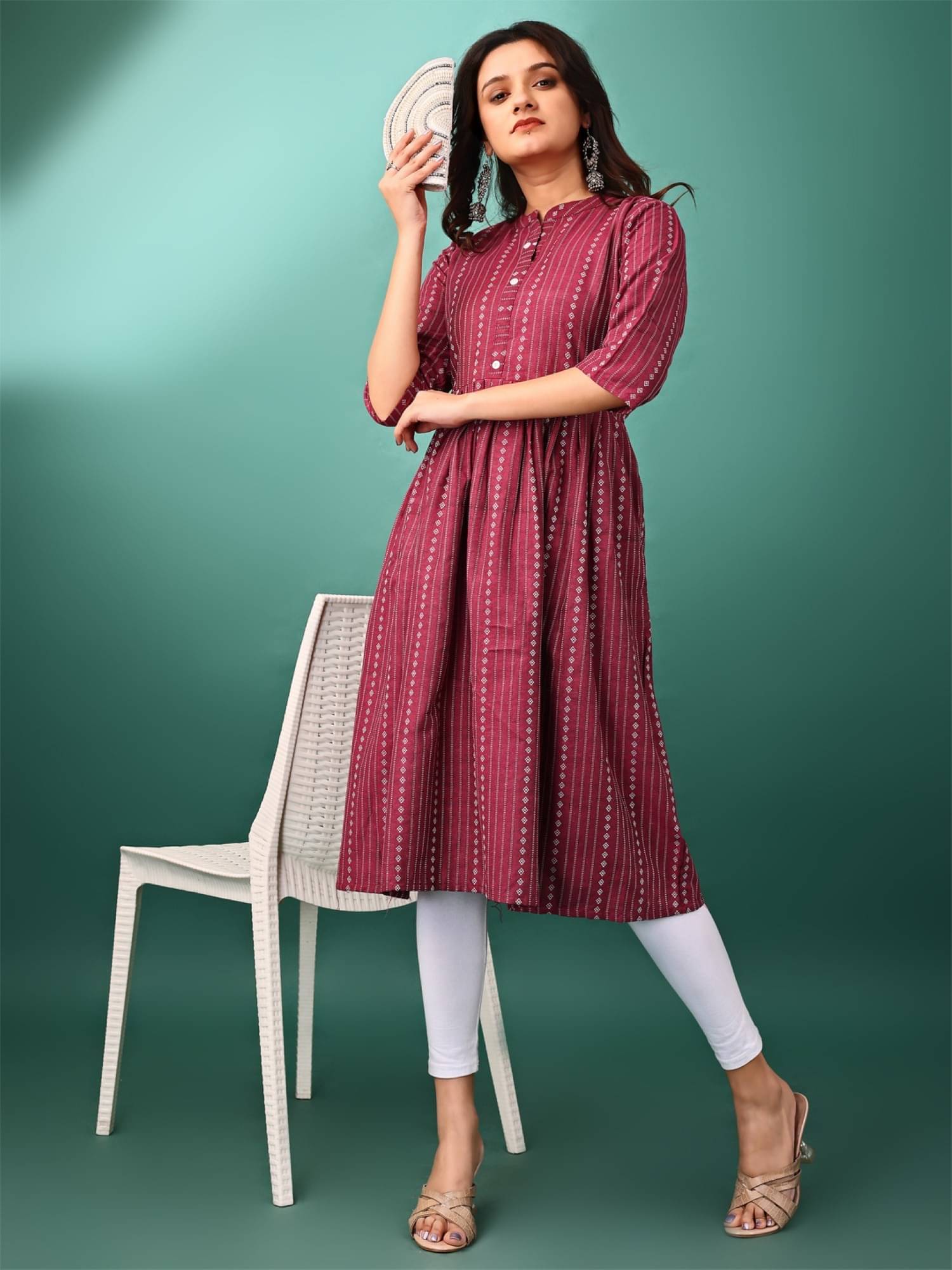 Star Fashion Pack of 1 Cotton Striped Anarkali Women's Kurti - ( Multicolor ) Star Fashion Pack of 1 Cotton Striped Anarkali Women's Kurti - ( Multicolor )