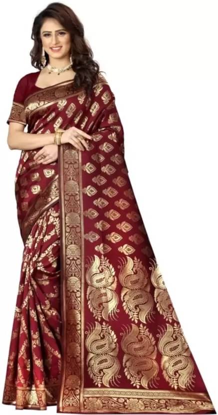     			Suntex Silk Woven Saree With Unstitched Blouse Piece ( Maroon )