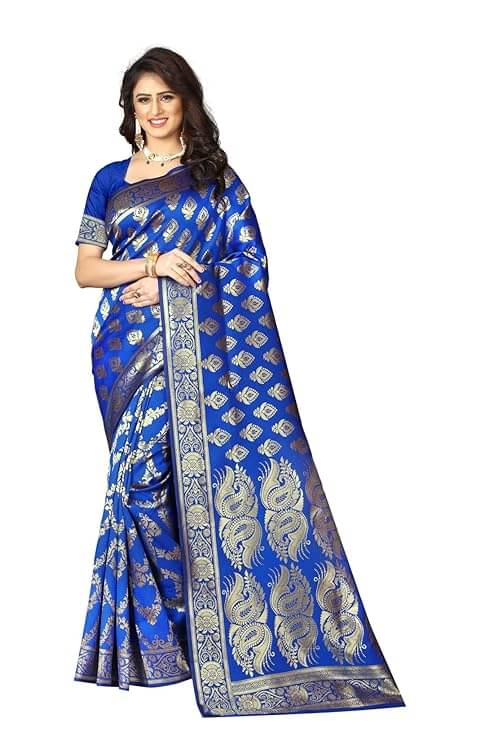 Suntex Silk Woven Saree With Unstitched Blouse Piece ( Blue ) Suntex Silk Woven Saree With Unstitched Blouse Piece ( Blue )