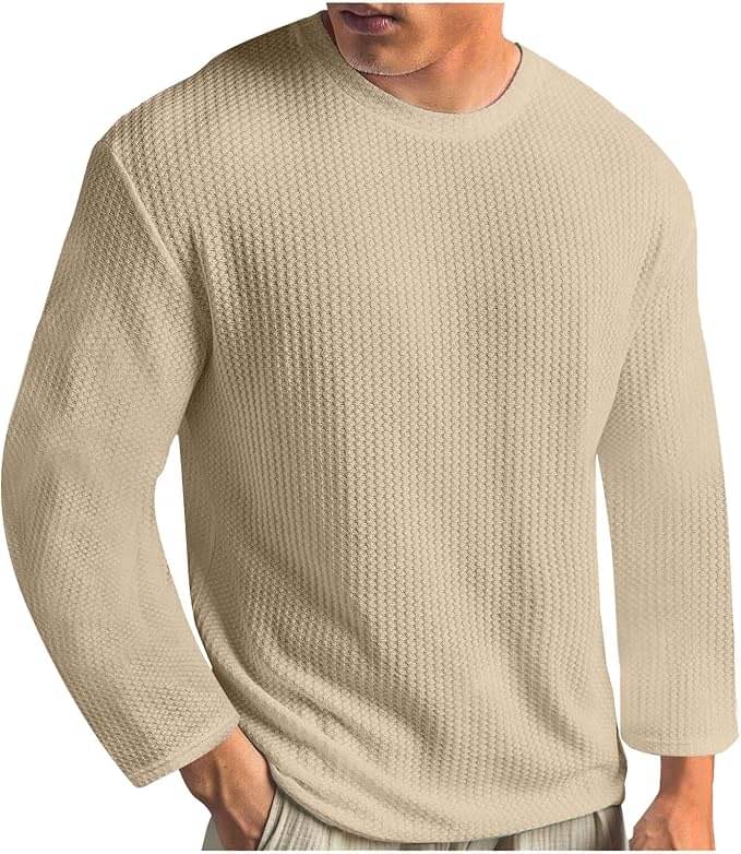     			TOROLY Cotton Blend Regular Fit Self Design Full Sleeves Men's Round T-Shirt - Cream ( Pack of 1 )