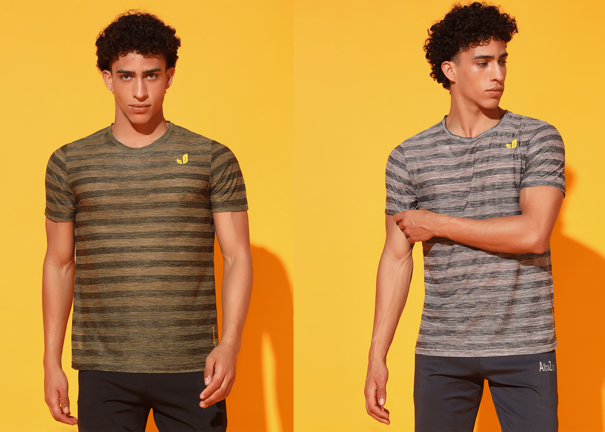     			Unicus Apparel Polyester Regular Fit Striped Half Sleeves Men's Round T-Shirt - Multicolor3 ( Pack of 2 )