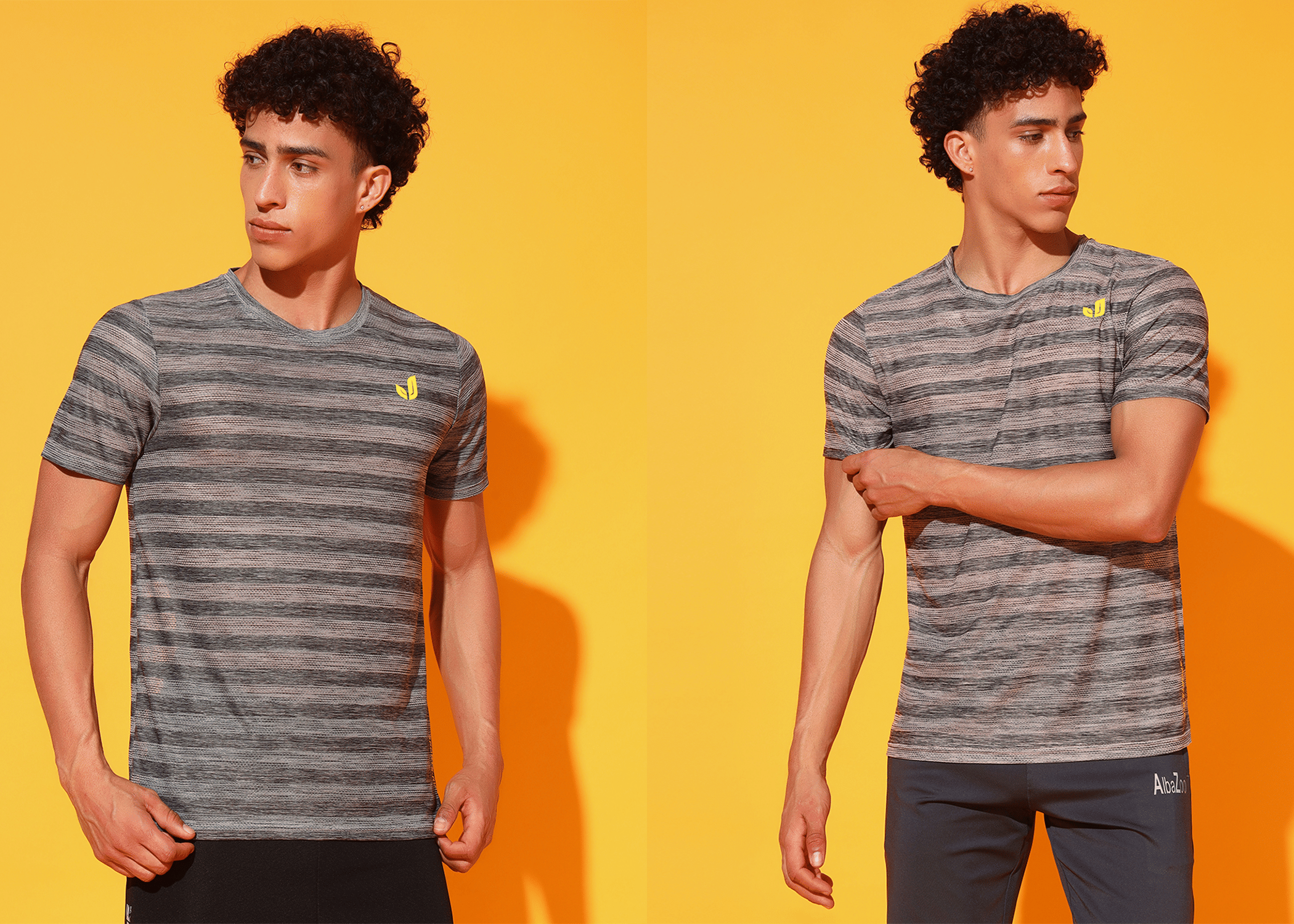 Unicus Apparel Polyester Regular Fit Striped Half Sleeves Men's Round T-Shirt - Grey Melange ( Pack of 2 ) Unicus Apparel Polyester Regular Fit Striped Half Sleeves Men's Round T-Shirt - Grey Melange ( Pack of 2 )