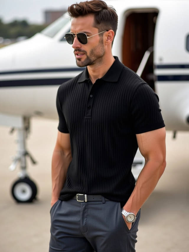     			fashion and youth Pack of 1 Cotton Blend Regular Fit Solid Half Sleeves Men's Polo T Shirt ( Black )