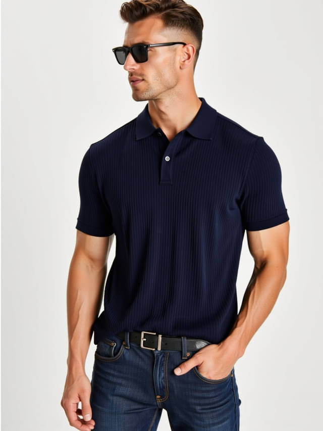     			fashion and youth Pack of 1 Cotton Blend Regular Fit Solid Half Sleeves Men's Polo T Shirt ( Navy Blue )