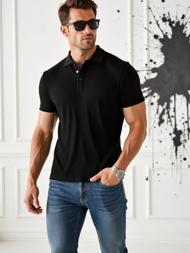 fashion and youth Pack of 1 Cotton Blend Regular Fit Solid Half Sleeves Men's Polo T Shirt ( Black ) fashion and youth Pack of 1 Cotton Blend Regular Fit Solid Half Sleeves Men's Polo T Shirt ( Black )