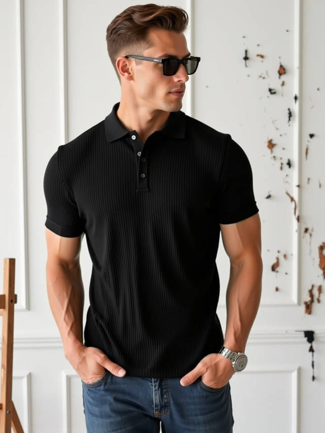 fashion and youth Pack of 1 Cotton Blend Regular Fit Solid Half Sleeves Men's Polo T Shirt ( Black ) fashion and youth Pack of 1 Cotton Blend Regular Fit Solid Half Sleeves Men's Polo T Shirt ( Black )