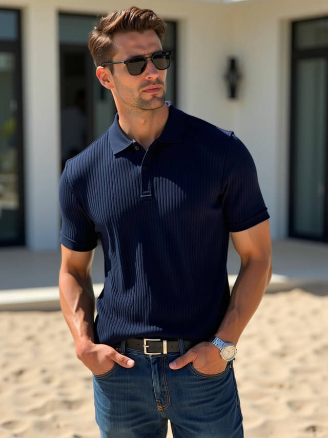 fashion and youth Pack of 1 Cotton Blend Regular Fit Solid Half Sleeves Men's Polo T Shirt ( Navy Blue ) fashion and youth Pack of 1 Cotton Blend Regular Fit Solid Half Sleeves Men's Polo T Shirt ( Navy Blue )