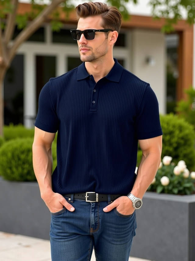 fashion and youth Pack of 1 Cotton Blend Regular Fit Solid Half Sleeves Men's Polo T Shirt ( Navy Blue ) fashion and youth Pack of 1 Cotton Blend Regular Fit Solid Half Sleeves Men's Polo T Shirt ( Navy Blue )