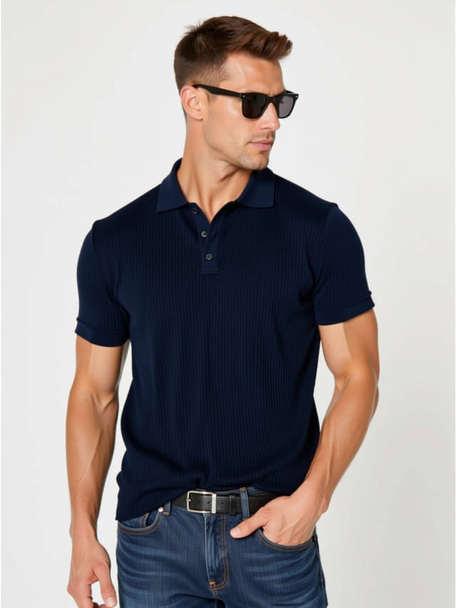 fashion and youth Pack of 1 Cotton Blend Regular Fit Solid Half Sleeves Men's Polo T Shirt ( Navy Blue ) fashion and youth Pack of 1 Cotton Blend Regular Fit Solid Half Sleeves Men's Polo T Shirt ( Navy Blue )
