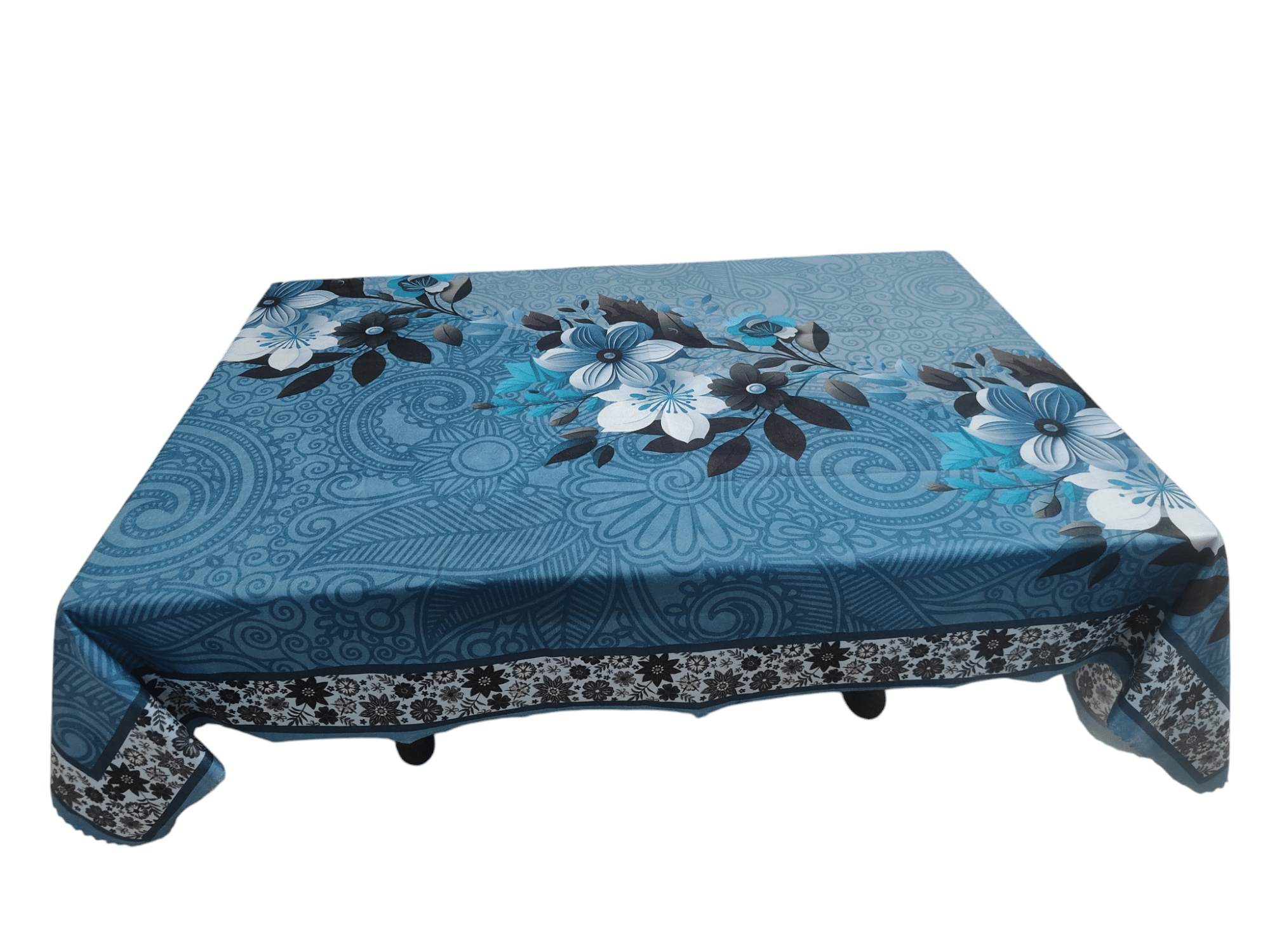 mopak decor Embroidered Cotton 4 Seater Square Table Cover ( 147 x 97 ) cm Pack of 1 Blue mopak decor Embroidered Cotton 4 Seater Square Table Cover ( 147 x 97 ) cm Pack of 1 Blue