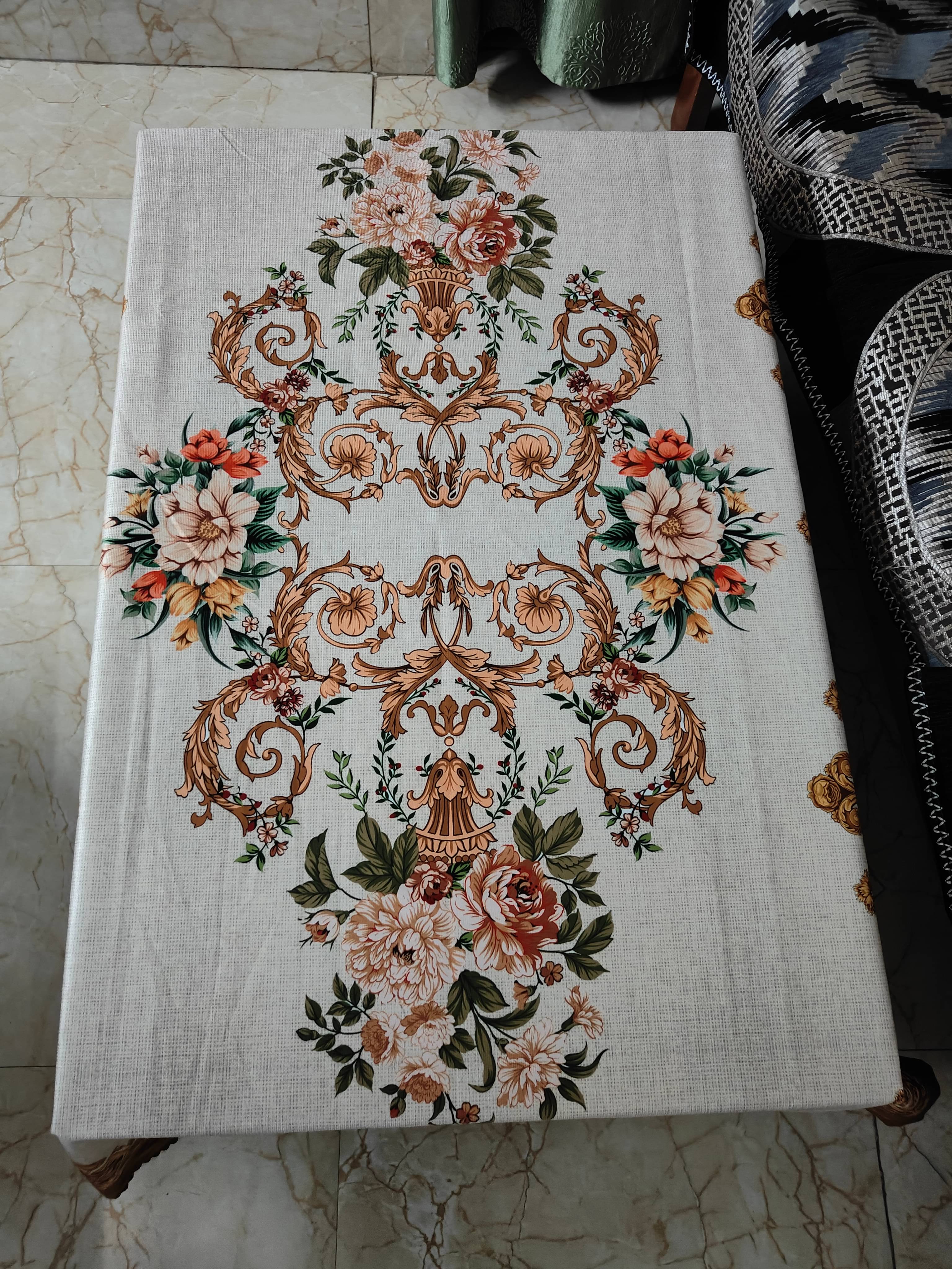 mopak decor Embroidered Cotton 4 Seater Square Table Cover ( 147 x 97 ) cm Pack of 1 Cream     			mopak decor Embroidered Cotton 4 Seater Square Table Cover ( 147 x 97 ) cm Pack of 1 Cream