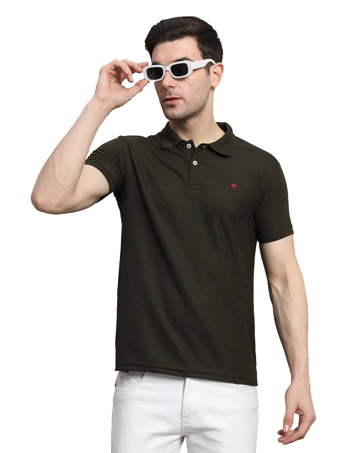 ADORATE Pack of 1 Cotton Blend Regular Fit Solid Half Sleeves Men's Polo T Shirt ( Green ) ADORATE Pack of 1 Cotton Blend Regular Fit Solid Half Sleeves Men's Polo T Shirt ( Green )