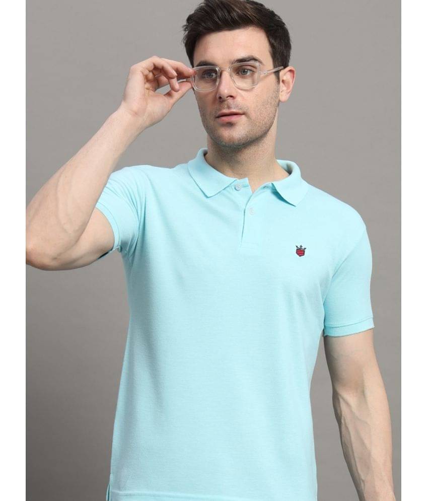 ADORATE Pack of 1 Cotton Blend Regular Fit Solid Half Sleeves Men's Polo T Shirt ( AQUA ) ADORATE Pack of 1 Cotton Blend Regular Fit Solid Half Sleeves Men's Polo T Shirt ( AQUA )