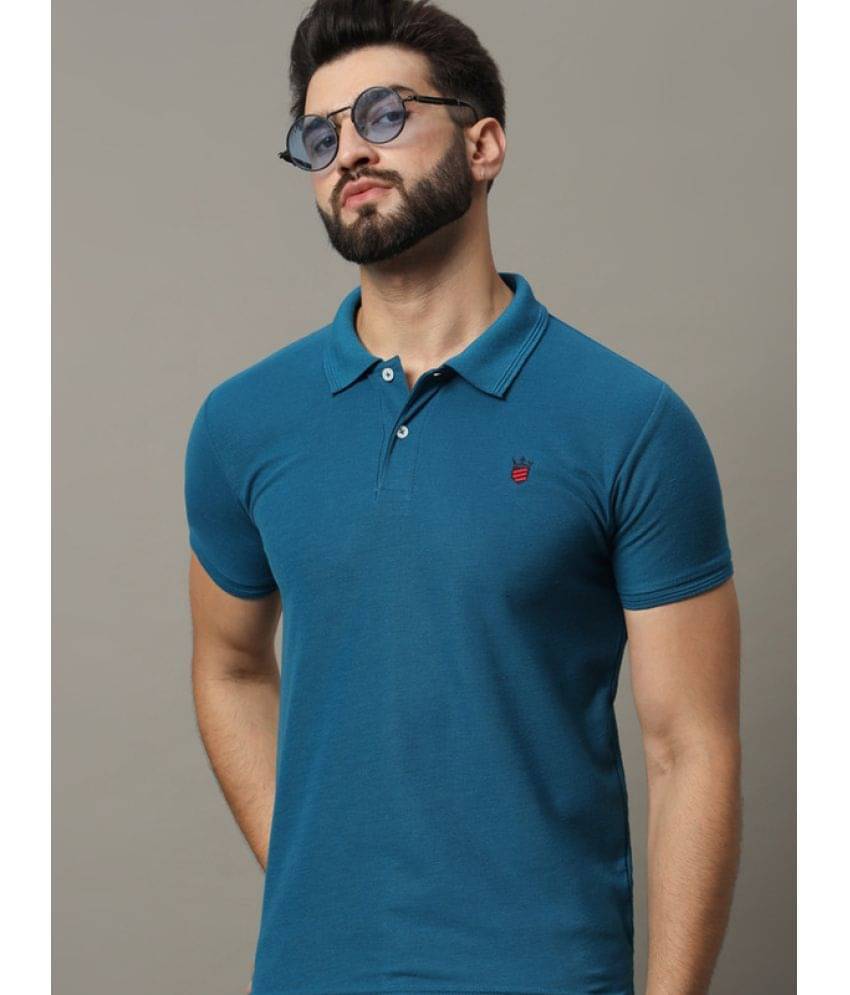 ADORATE Pack of 1 Cotton Blend Regular Fit Solid Half Sleeves Men's Polo T Shirt ( TEAL BLUE ) ADORATE Pack of 1 Cotton Blend Regular Fit Solid Half Sleeves Men's Polo T Shirt ( TEAL BLUE )