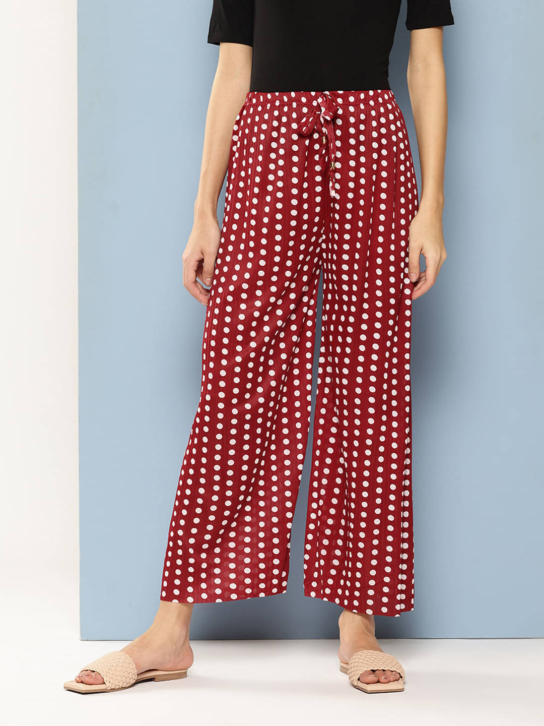    			Aarika Pack of 1 Polyester Straight Women's Palazzos ( Maroon )